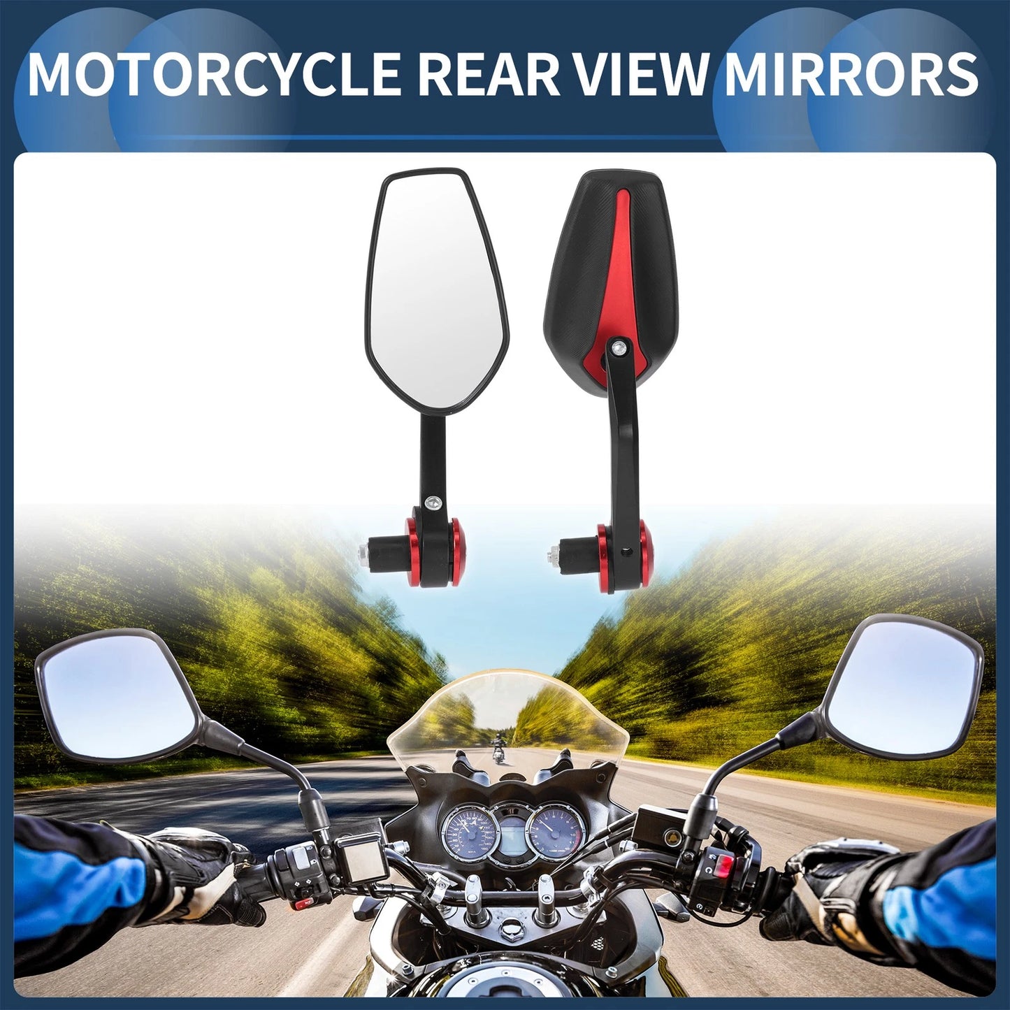 Pair Rear View Mirrors for Motorcycle Dual Sport Plastic