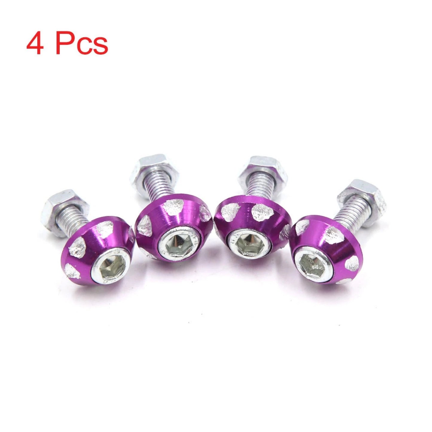 4 x Purple Aluminum Alloy Decorative License Plate Bolt Screw for Car Motorcycle