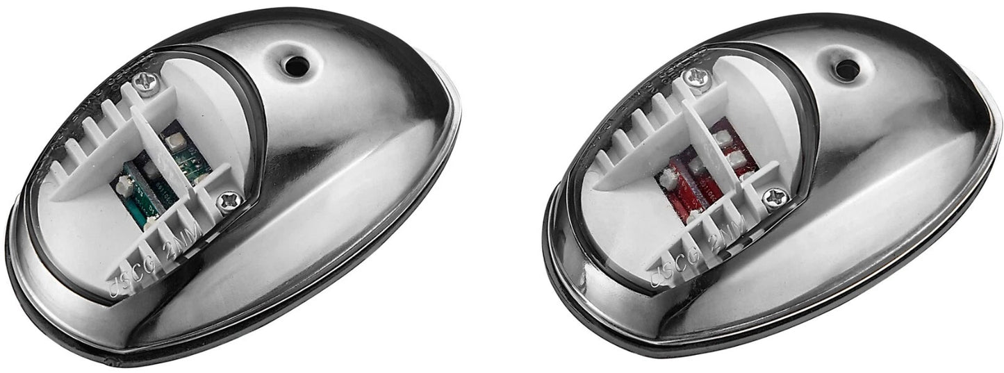 Boat LED Navigation Lights Stainless Steel Covers Fully Sealed Casing 2 N Miles