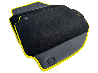 Floor Mats for Ferrari 488 GTB Black Tailored Carpets with Yellow Trim (2015-2020)