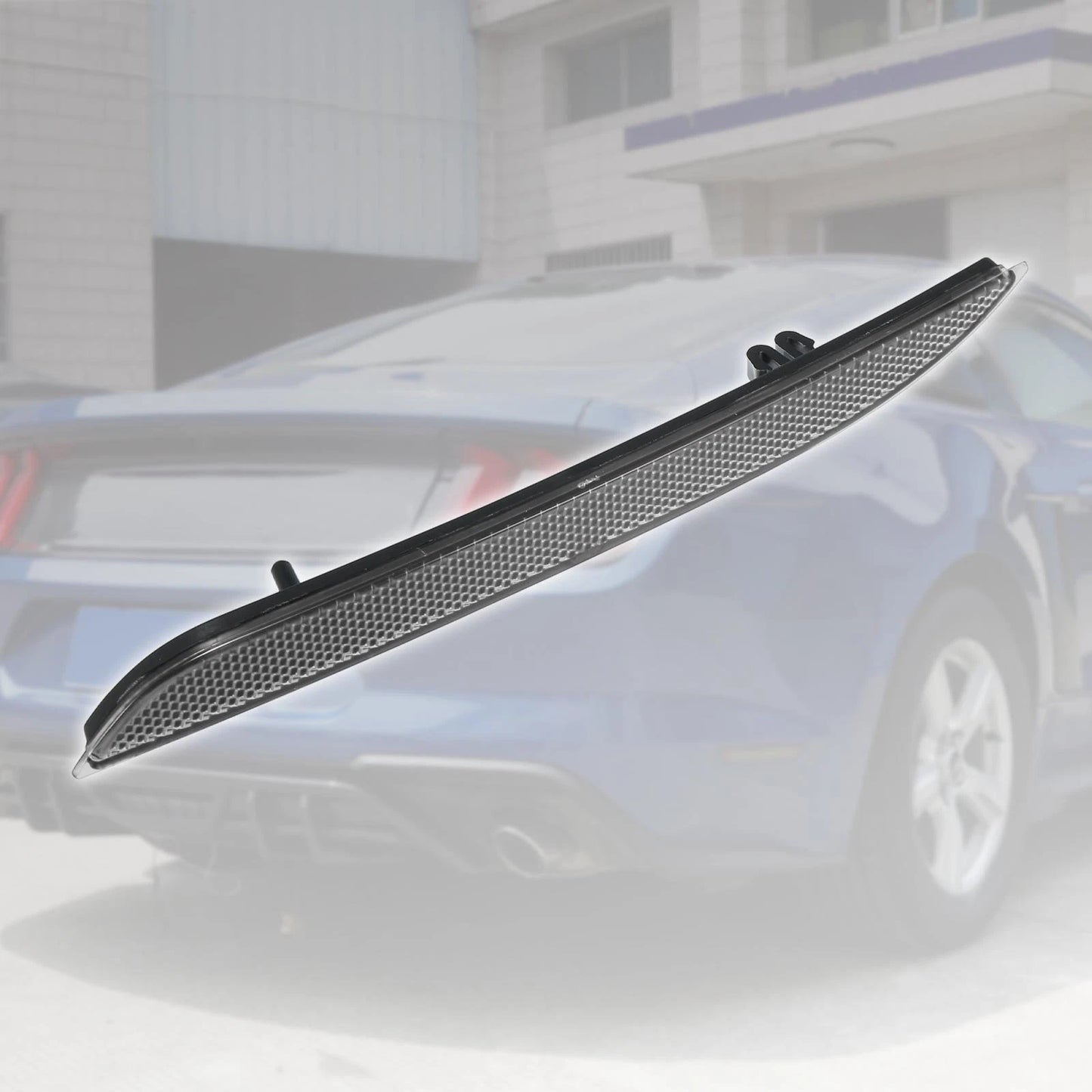 Bumper Reflector Stickers 2 x for Ford Mustang (2015-2023) Smoked Black