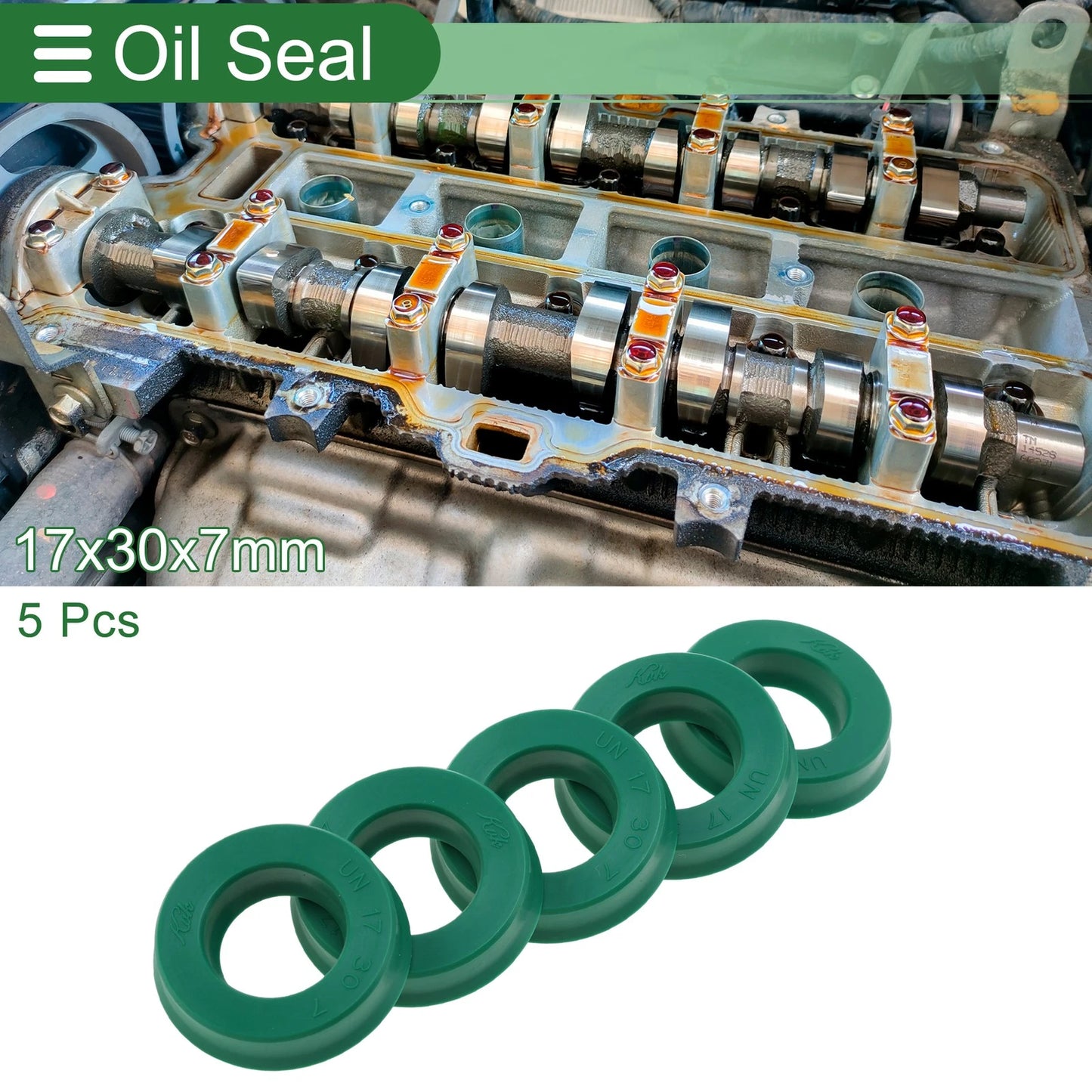 Oil Seal TPU 17x30x7mm High Pressure Green 5 Pcs