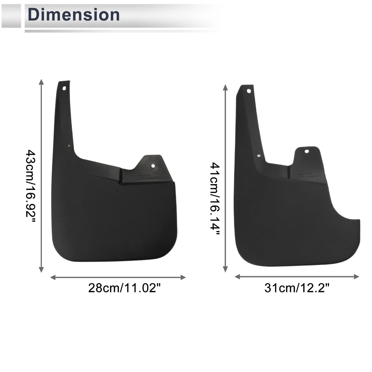 Mud Flaps Splash Guards 1 Set for Isuzu D-MAX 4 Doors (2010-2020)