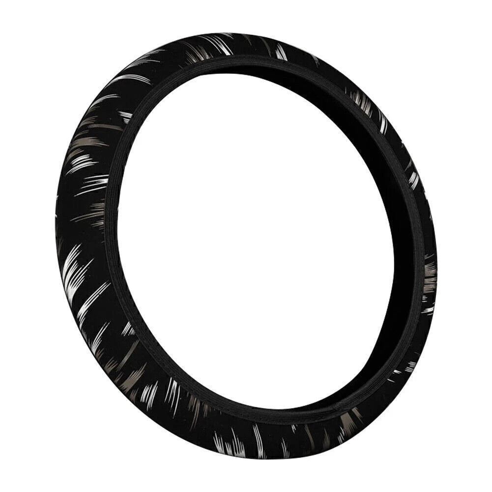 15" PU Leather Steering Wheel Cover Trim for Car - Grey & Black (2015-2023)