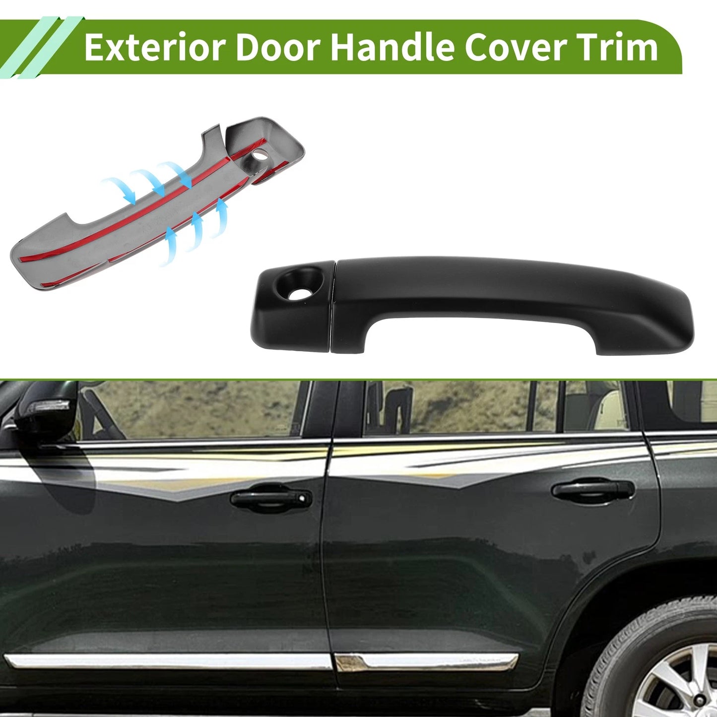Matte Black Exterior Door Handle Cover Trim  for Toyota FJ Cruiser (07-22)