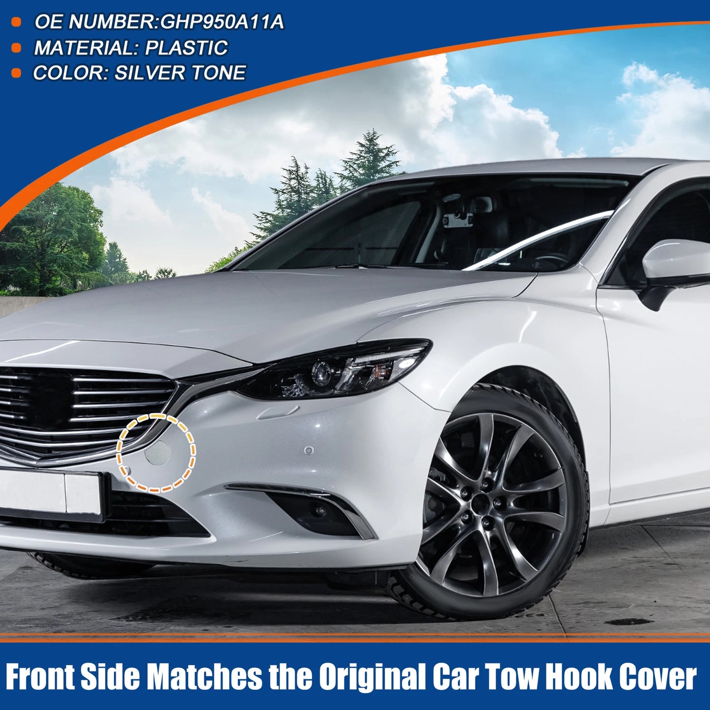 Front Tow Hook Cover for Mazda 6 (2014-2016) Silver Tone