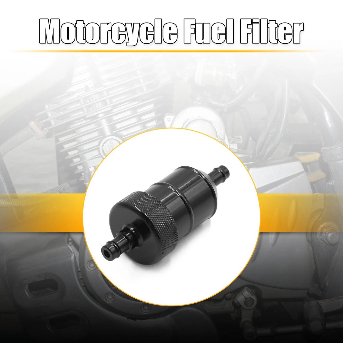 Hose 8mm Dia Aluminum Alloy Fuel Filter Cleaner Black for Motorcycle