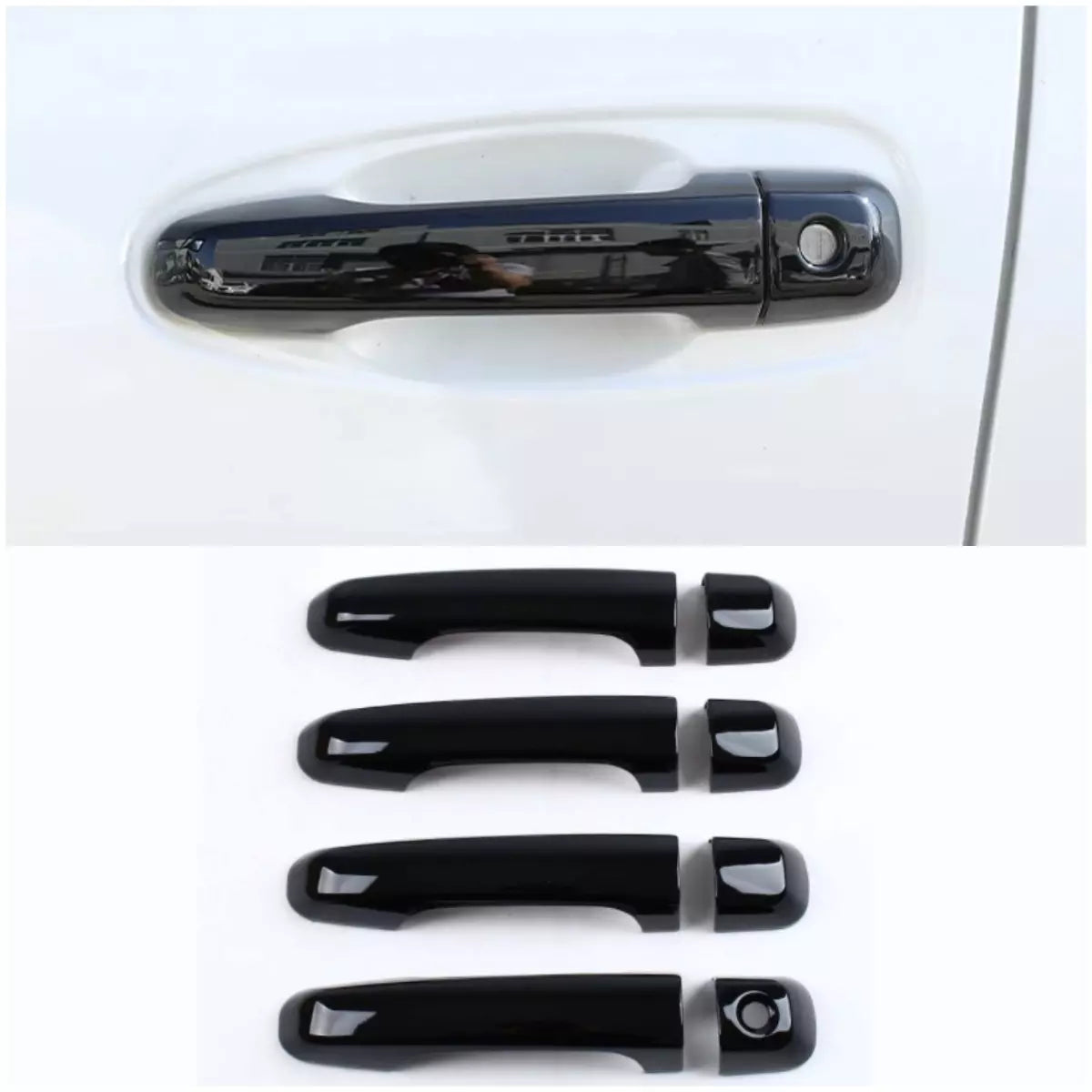 Glossy Black Door Handle Cover Trim for Toyota Land Cruiser Prado (2010-2019)