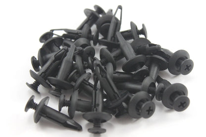 25 x Qualité 6mm M6 Plastique Poussoir Vis Rivet Tête de Fourche Clips