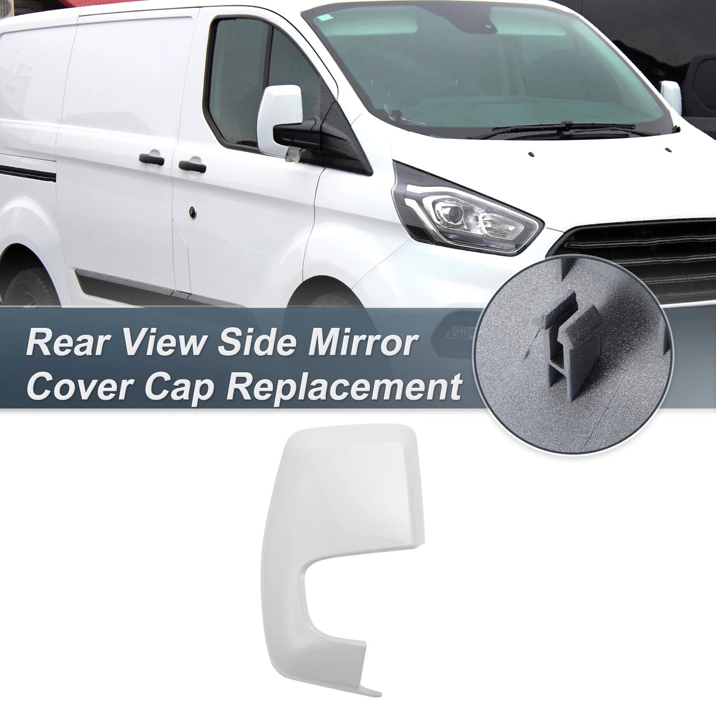 Right Side Rearview Mirror Cover Cap White for Ford Transit Custom (12-23)