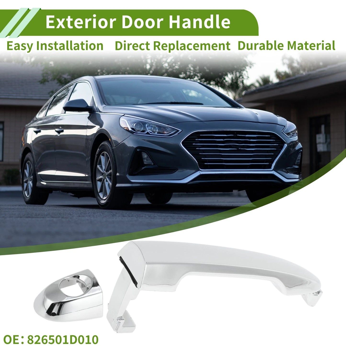Exterior Door Handle for Hyundai Kia Silver Tone Front Left (2011-2019)