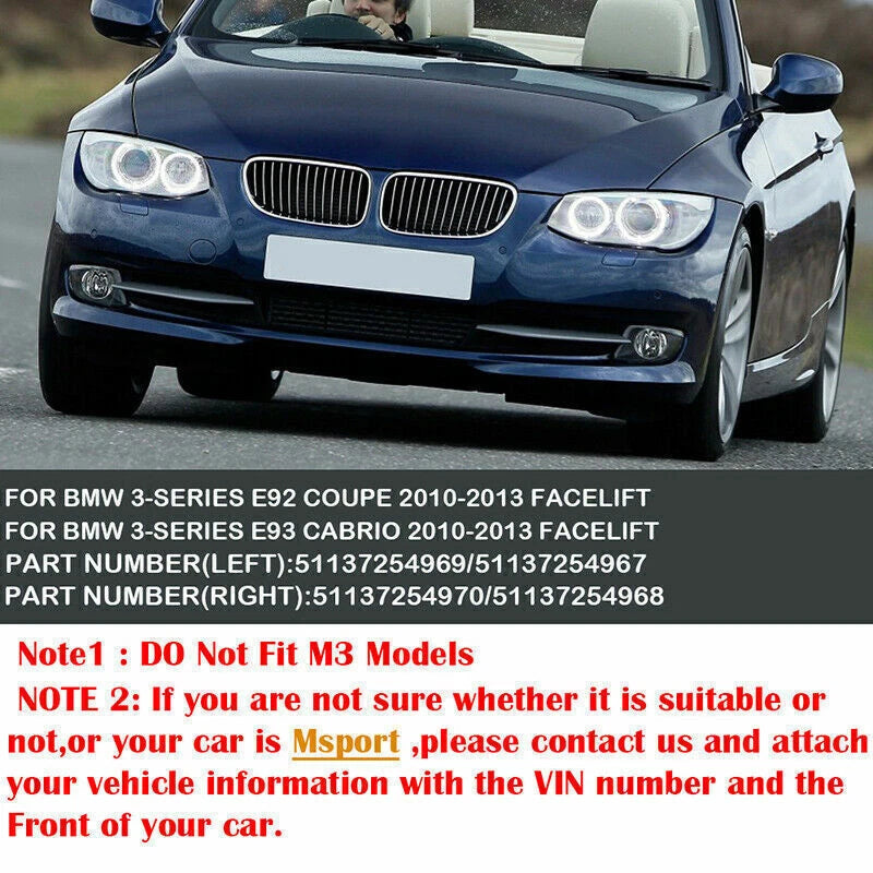 Matte Black Front Grille for 2011-2013 BMW E92 E93 LCI 320i 328i 335i (2011-2013)