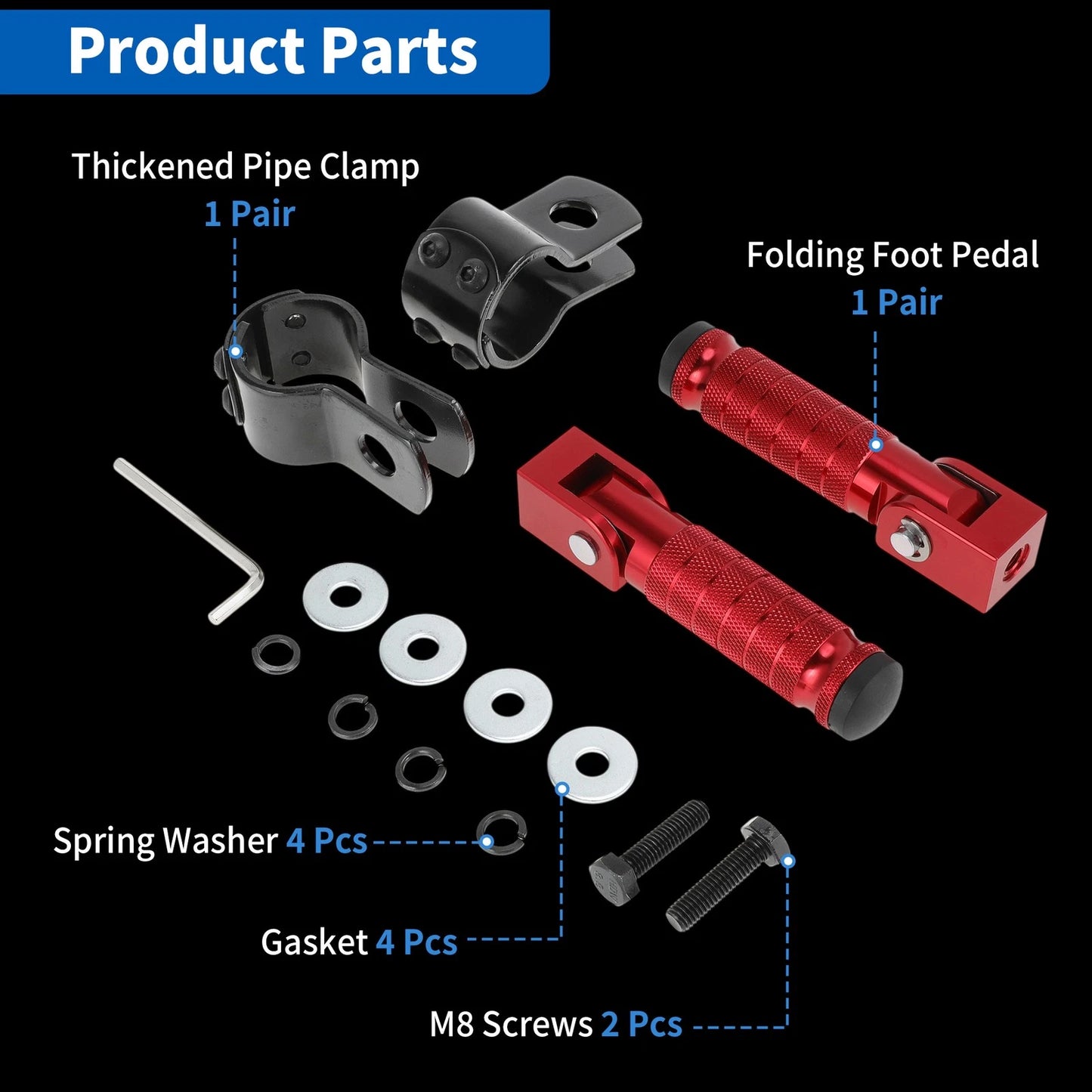 Universal Rear Foot Pegs for Honda, Suzuki, Kawasaki ()