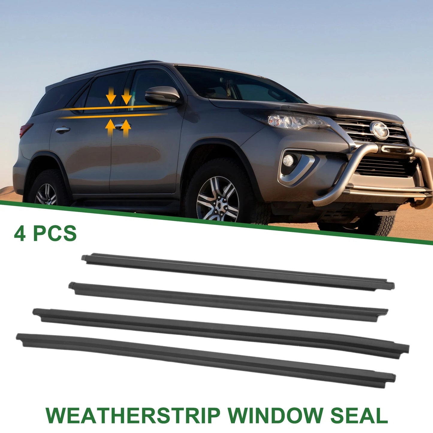4 x Weatherstrip Window Seal for Toyota Fortuner (2004–2015)