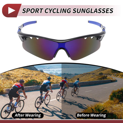1 Set Motorcycle Riding Goggles Blue Lens Blue Frame PC Cycling Sunglasses