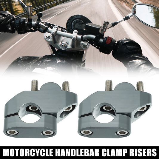 2 x Handlebar Bracket Clamps Risers 7/8" 22mm Titanium Tone for Motorcycle