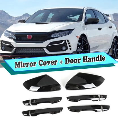 Side Mirror Cover Cap & Smart Door Handle Cover for Honda Civic (2016-2021)