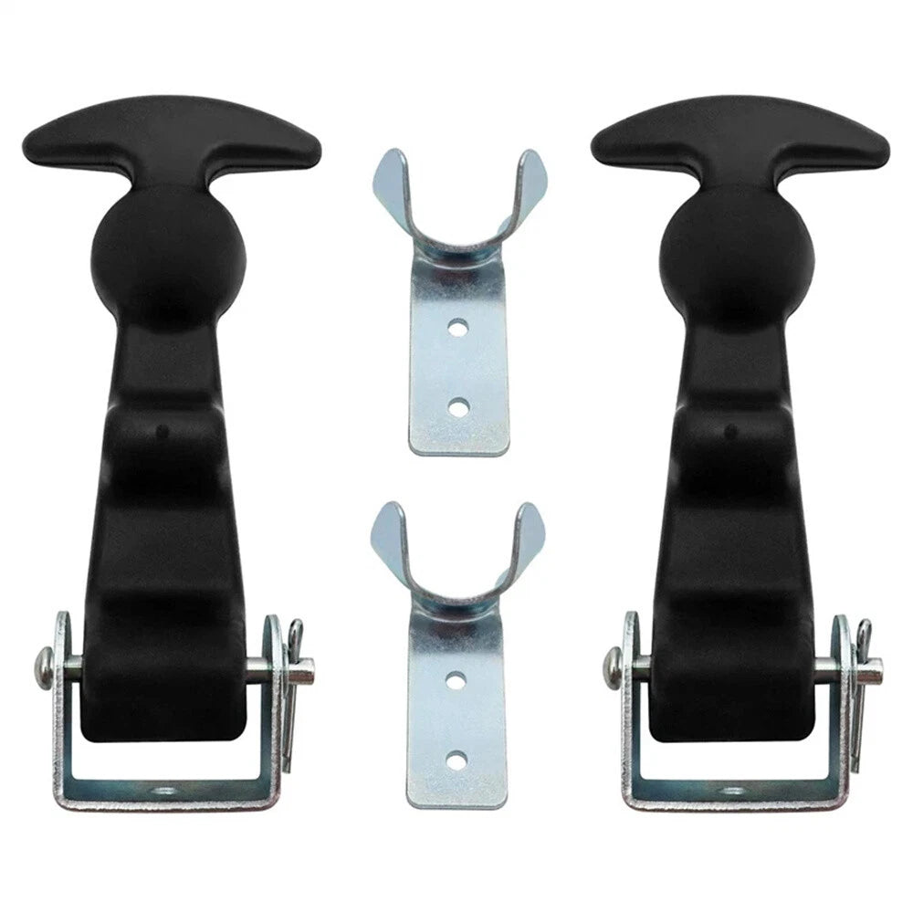 Rubber T Handle Catch Latch Set with Brackets for Car Hood Panel