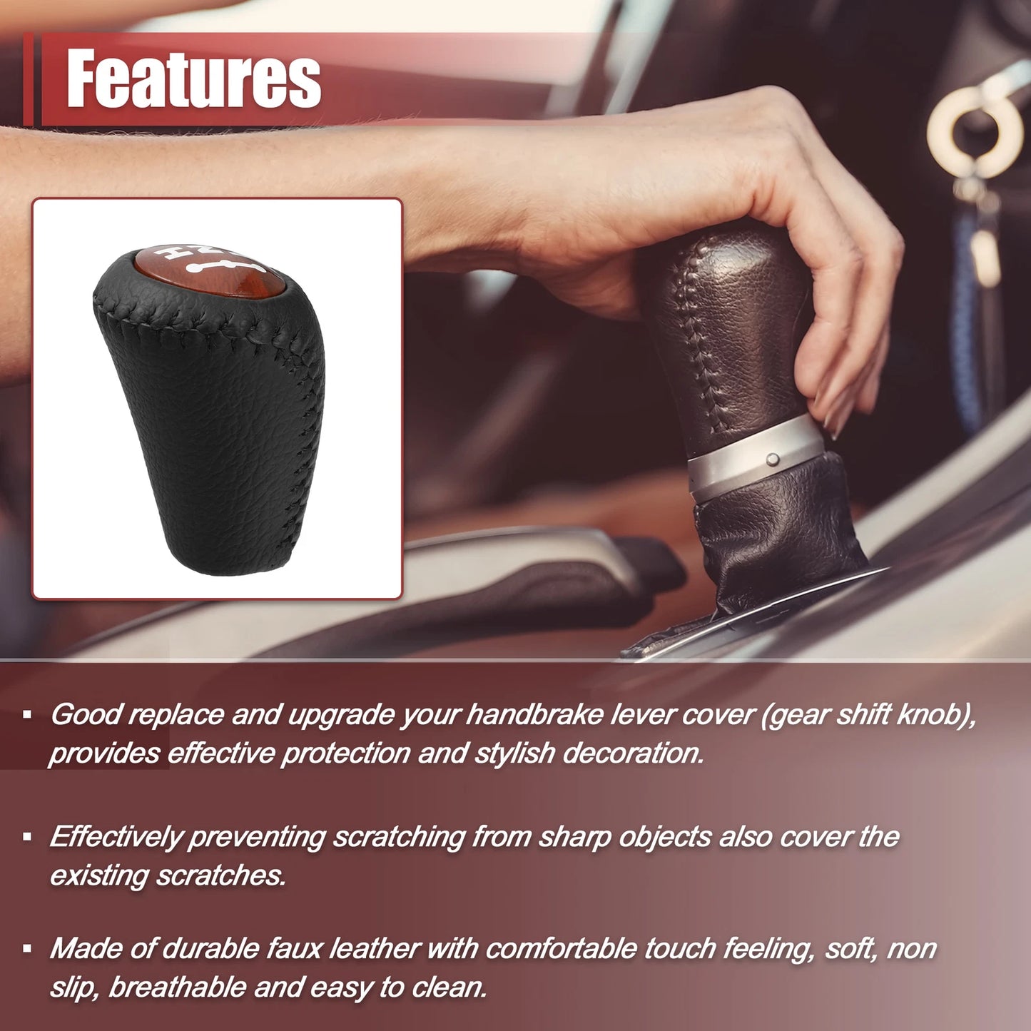 Wood Grain Brown Auto Gear Stick Shift Knob for Toyota Land Cruiser Prado