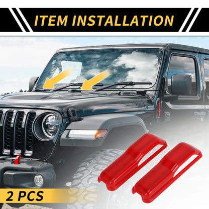 2 x Engine Hood Hinge Cover Trim for Jeep Wrangler JL JLU Sport (2018-2022) Red