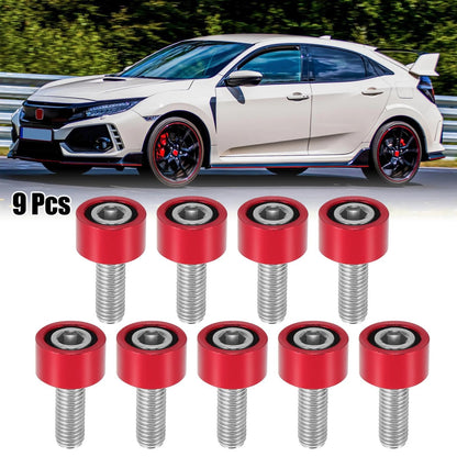 9 x M8x1.25 Exhaust Header Washers Bolts Red for Honda Acura
