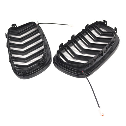Glossy Black Front Kidney Grille with Light Strip for BMW 5-Series (2010-2016)