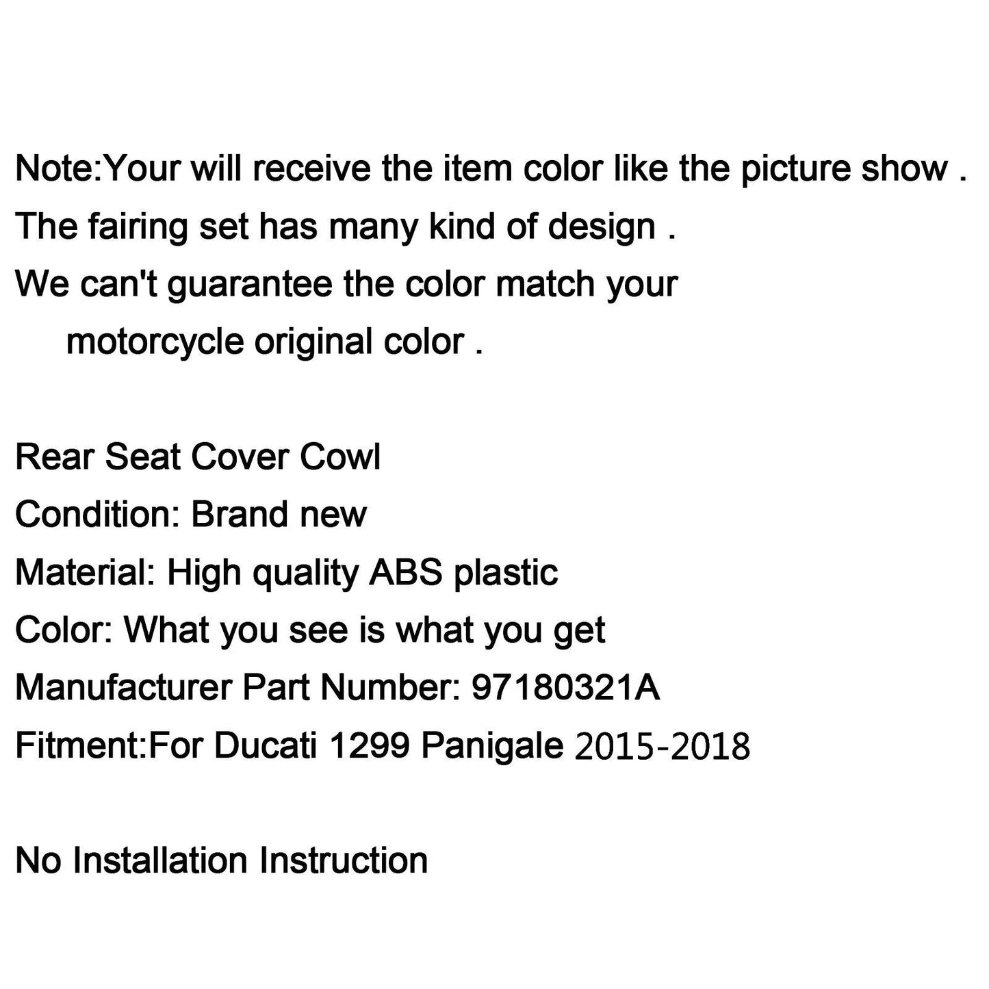 Rear Pillion Cover for 15-18 Ducati 1299 Panigale (2015-2018)