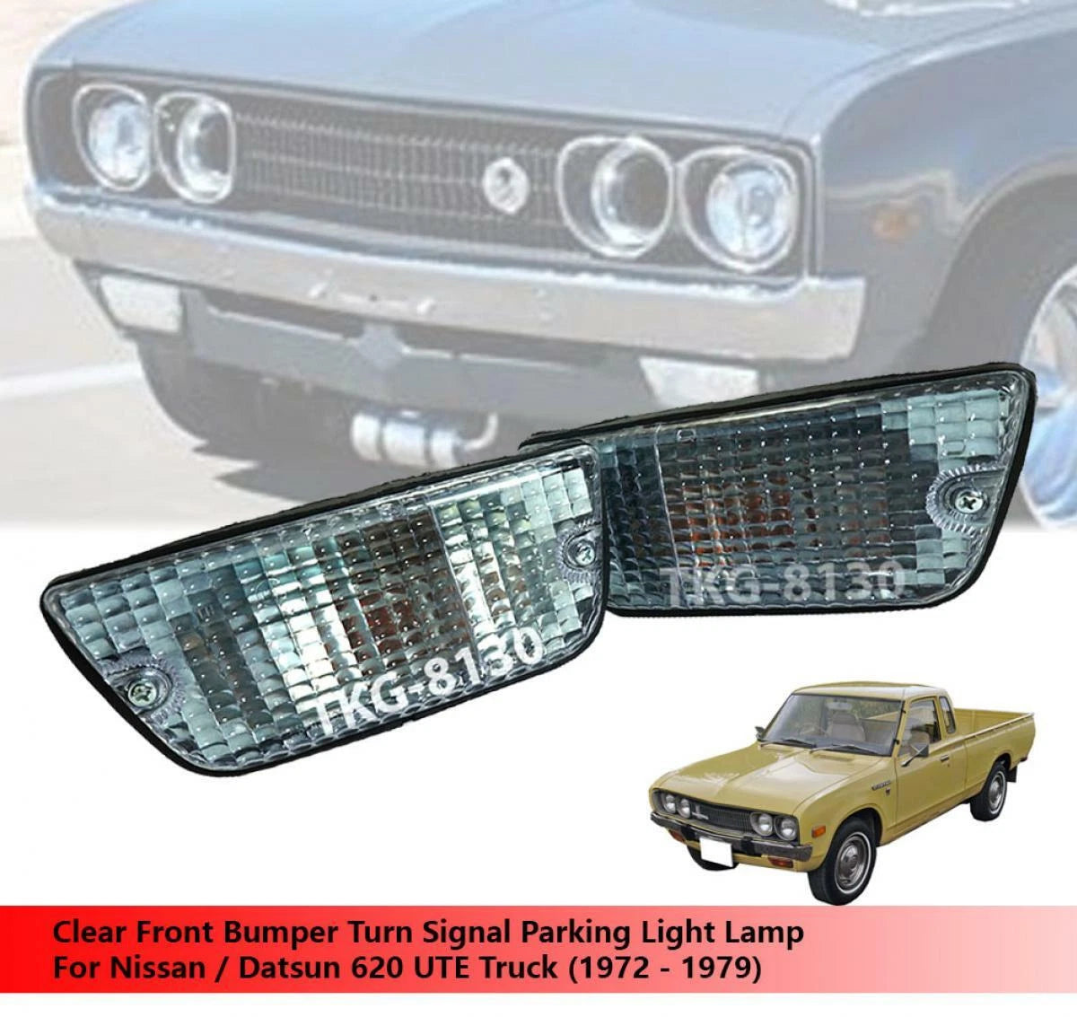 Clear Front Bumper Indicators  Light for Nissan Datsun 620 (1972-1979)