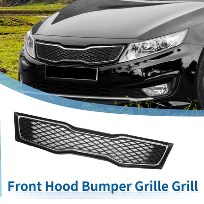 Front Upper Bumper Grille for Kia Optima (2011-2013) Black Chrome Silver Tone