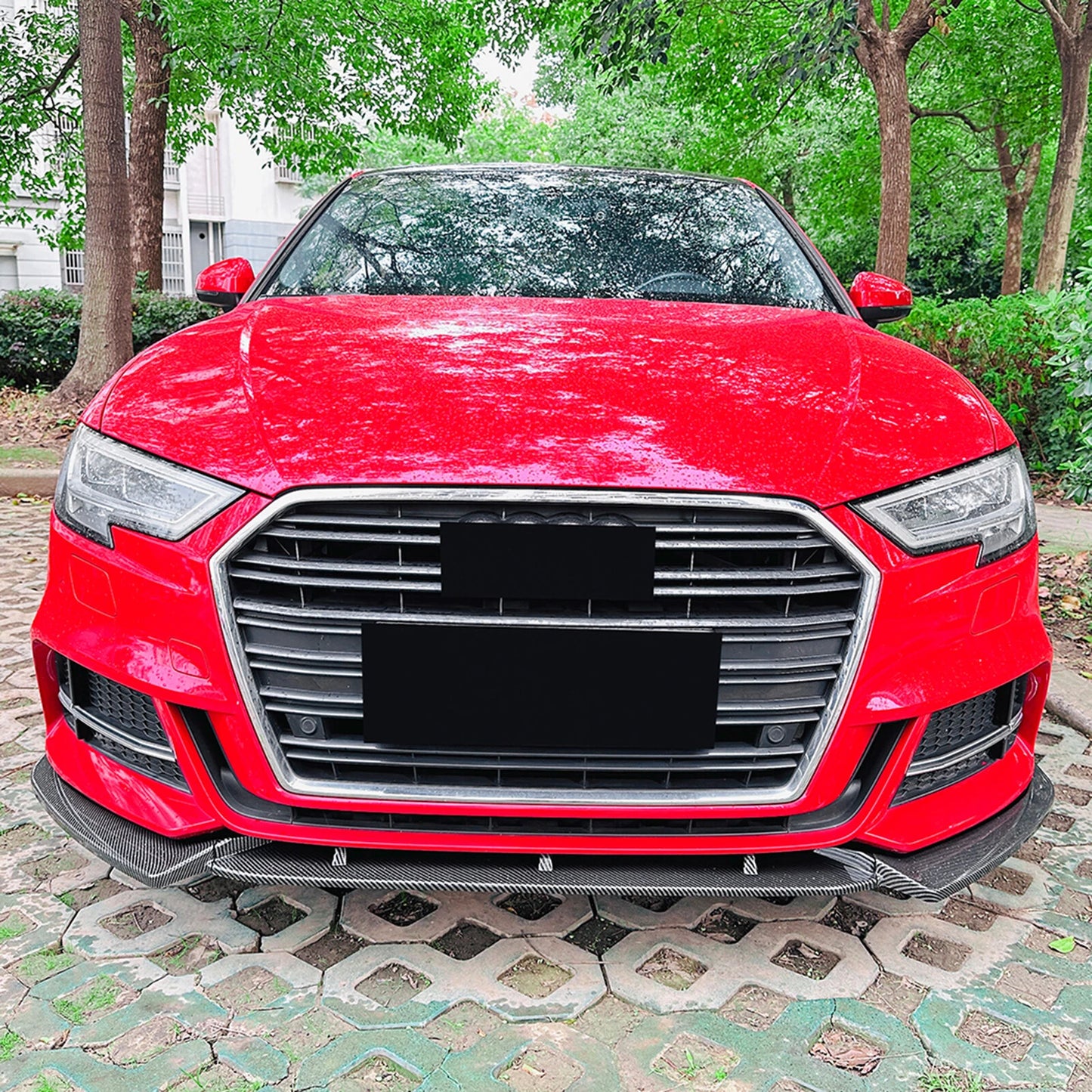 Bumper Spoiler Lip for Audi A3 S3 8V Sline (2017-2020) Carbon Look