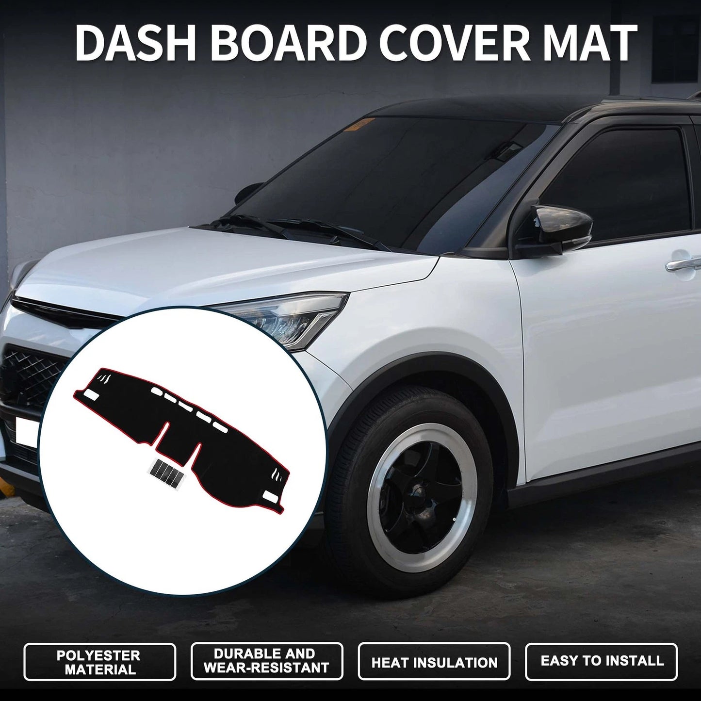 Dashboard Dash Cover Mat 1 Set for TOYOTA RAIZE A200A with Sticker Black Red