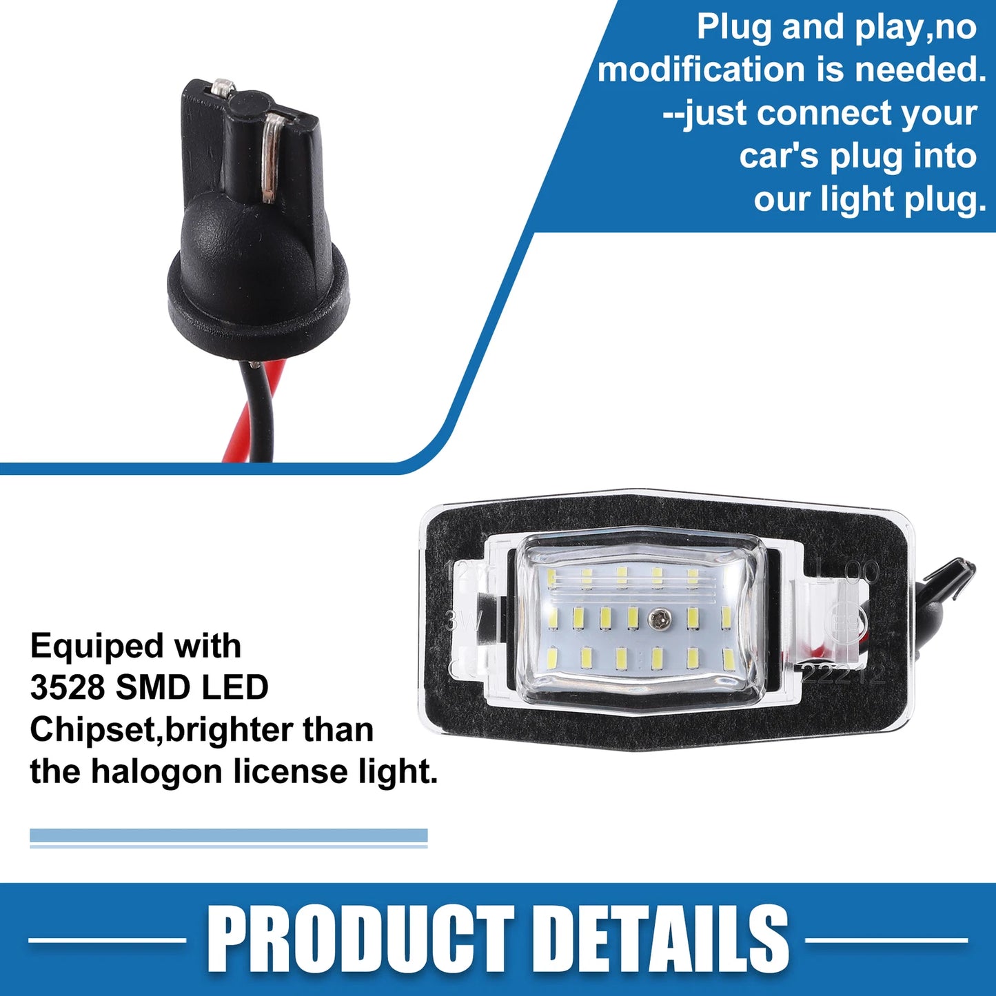 White LED License Plate Light Assembly  for Mazda