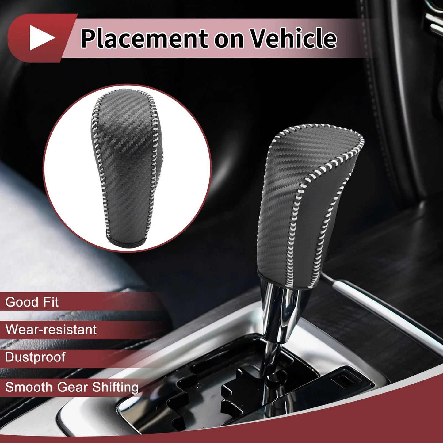 Car Gear Shift Knob Cover for Ford Fiesta (2009-2012) Black Beige Faux Leather