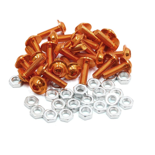 25pcs M6 Orange Aluminum Hex Socket Head Bolts Screws Nuts for Motorcycle