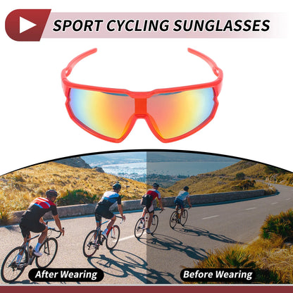 1 x Motorcycle Riding Goggles Red Lens Red Frame PC Cycling Sunglasses