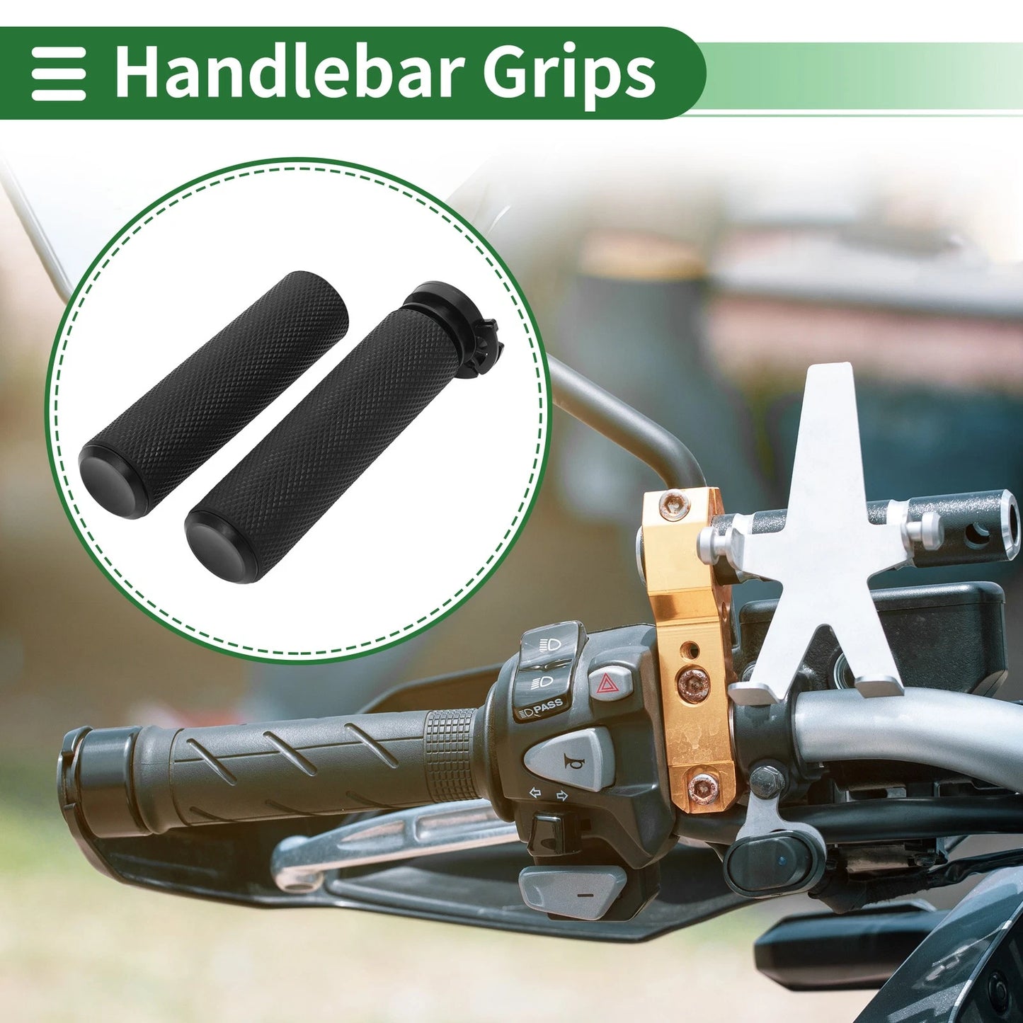 7/8" 22mm Hand Grips TPU Black for Motorcycle