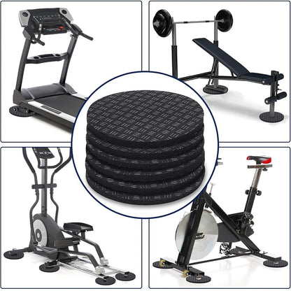 6pcs Non-Slip Mat for Treadmill & Exercise Bike - Black