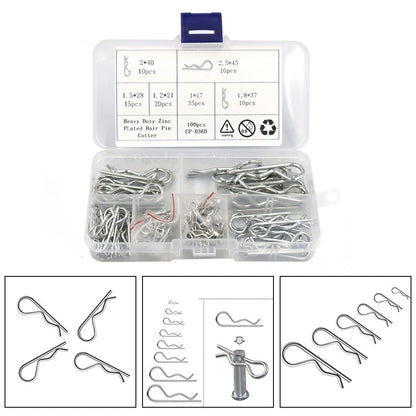 Hitch Pin Clip / 100 PCS / Carbon Steel Zinc Plated for Car Mechanic