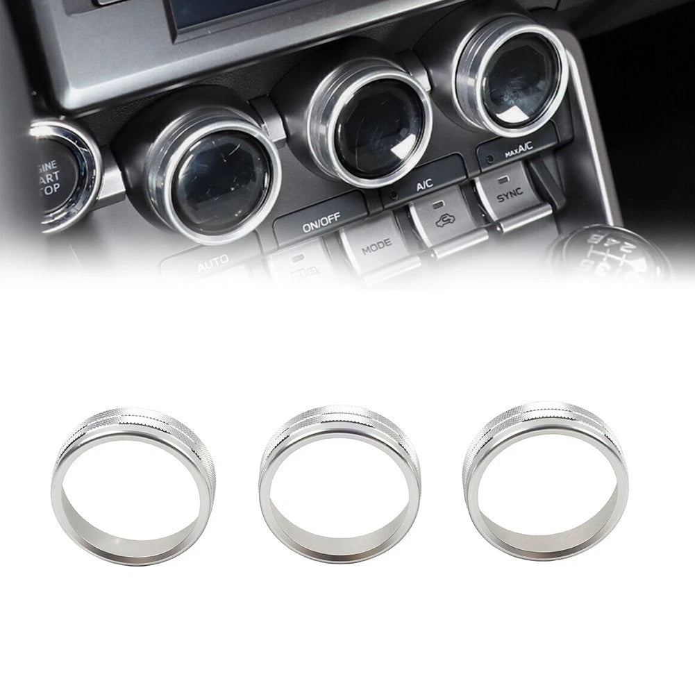 3 x Silver Center Console AC Knob Ring Trim for Subaru BRZ Toyota GR86 (2021-2024)
