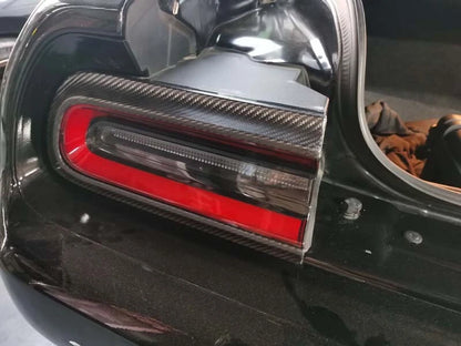 Real Carbon Fiber Tail Light Cover Truck Trim fit for Dodge Challenger 2015-2022