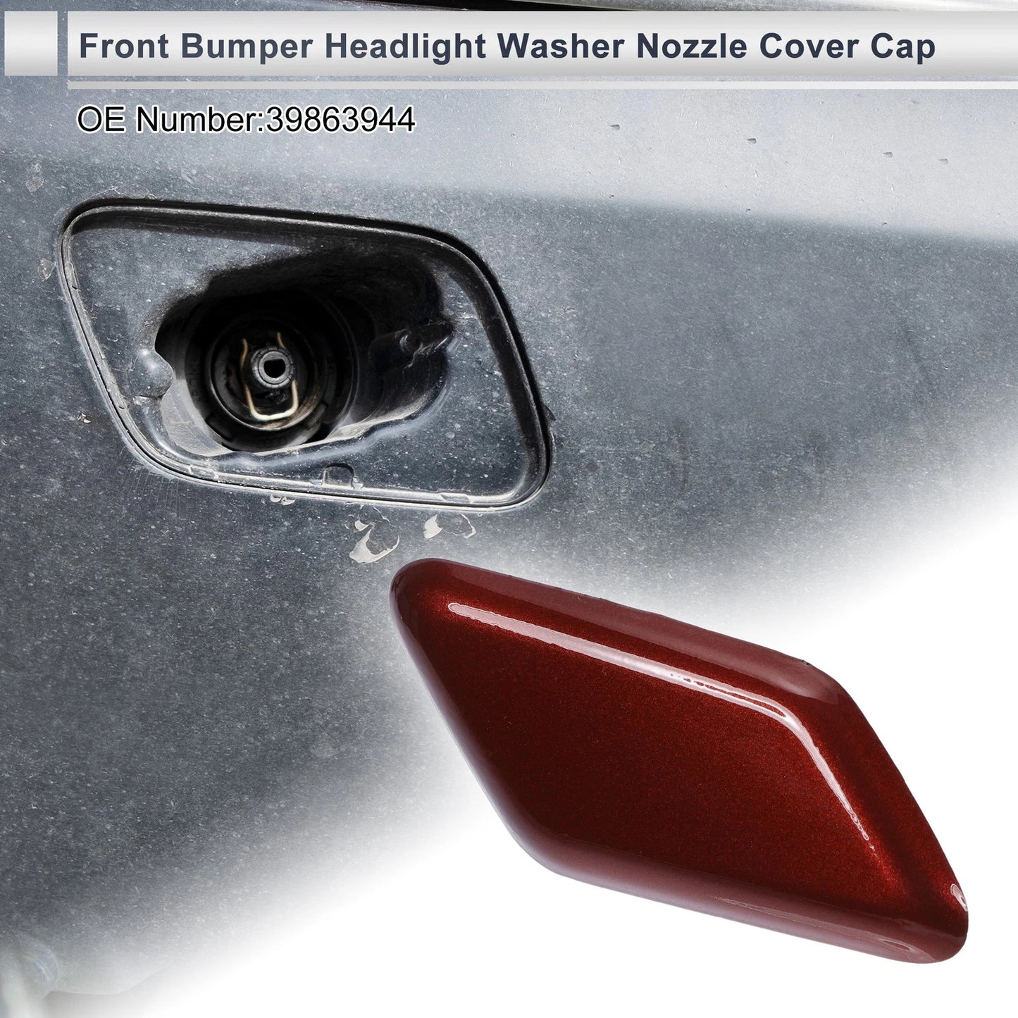 Dark Red Front Right Bumper Headlight Washer Nozzle Cover for Volvo