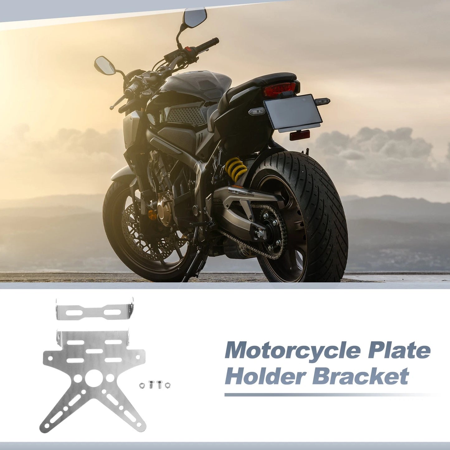 Plate Mount 26*10 mm Hole Aluminum Alloy Silver for Motorcycle