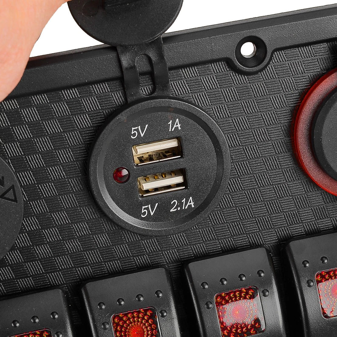 8 Gang Red LED Toggle Rocker Switch Panel for Car Marine Boat Circuit Breaker