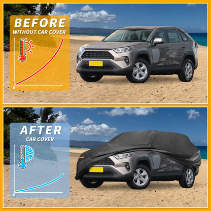 Waterproof All Weather Car Cover for Toyota RAV4 (2019-2023) - Black 210D-PU