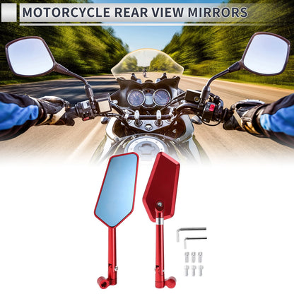 M8/M10 Rear View Mirror Handlebar Mirror Red Aluminum Alloy for Motorcycle