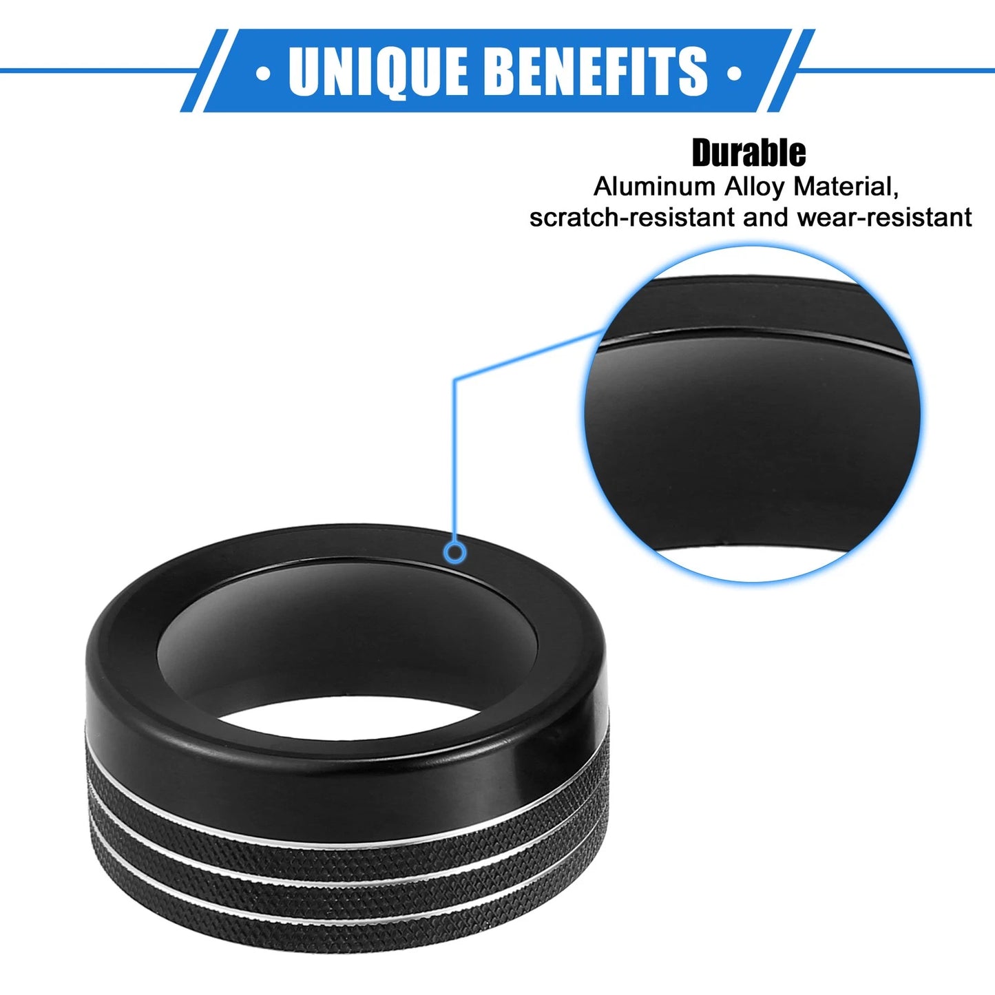 5pcs AC Climate Control Knob Ring for Chrysler 300, Dodge Challenger Black