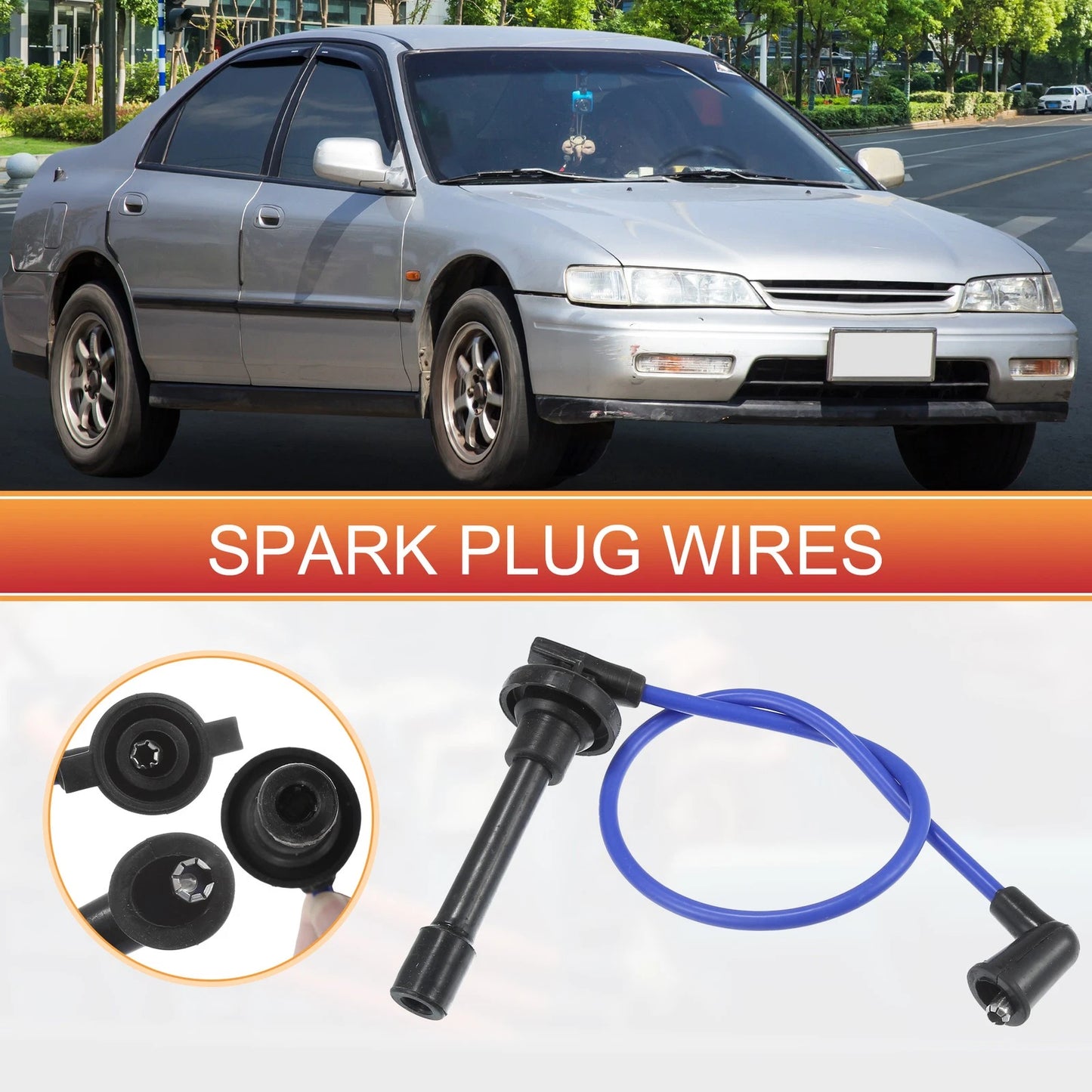 5 x Spark Plug Wire Ignition Coil Cables for Honda Accord (1990-1994)