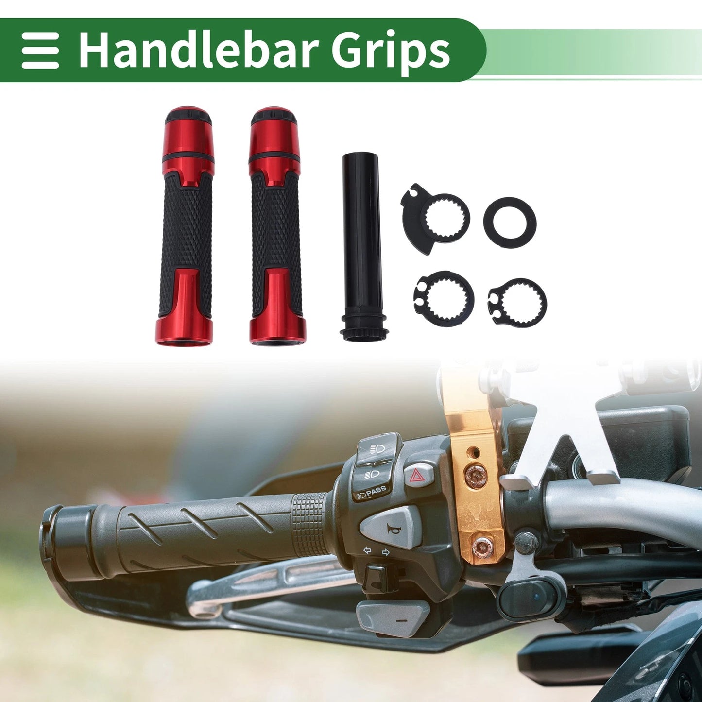 7/8" 22mm Hand Grips Cover Throttle Red Rhombus for Motorcycle
