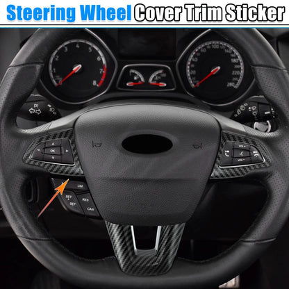 3 x Carbon Fiber Pattern Black Interior Steering Wheel Covers for Ford