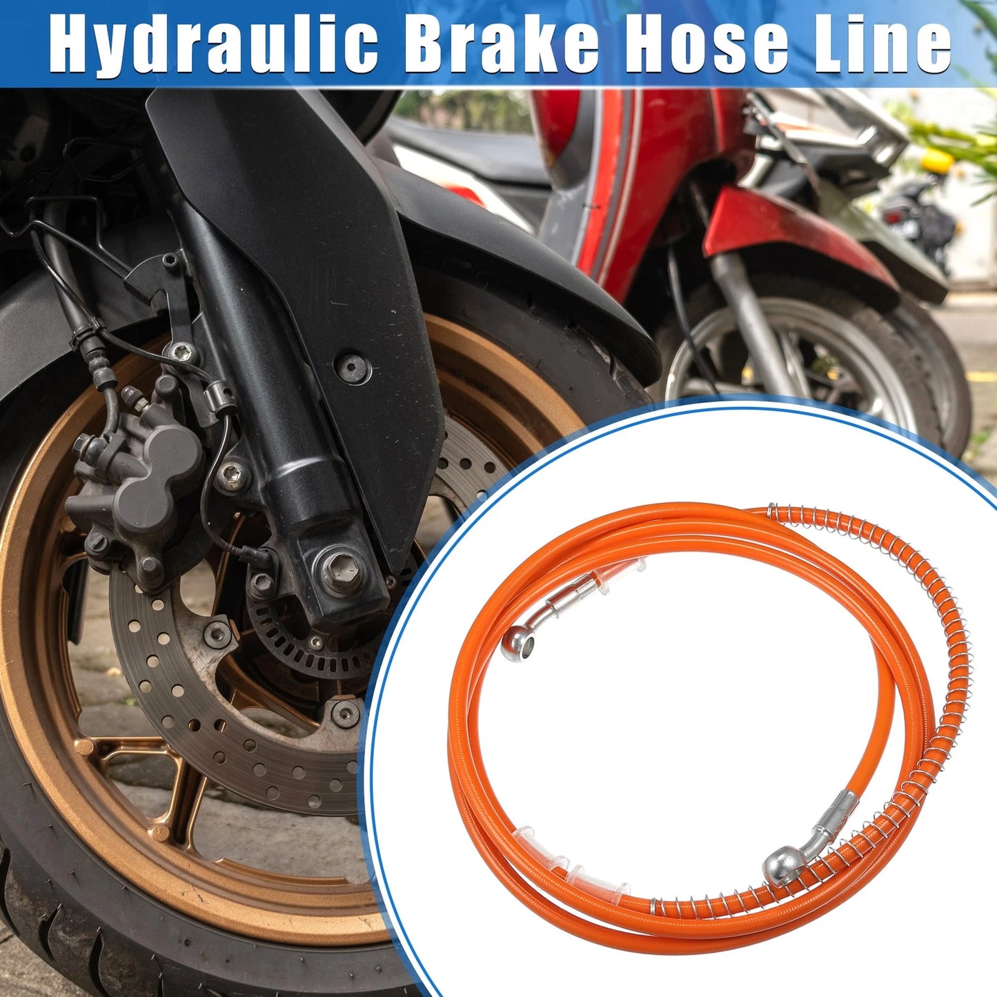Hydraulic Brake Hose Line 220cm 86.61in 10mm Orange for Motorcycle